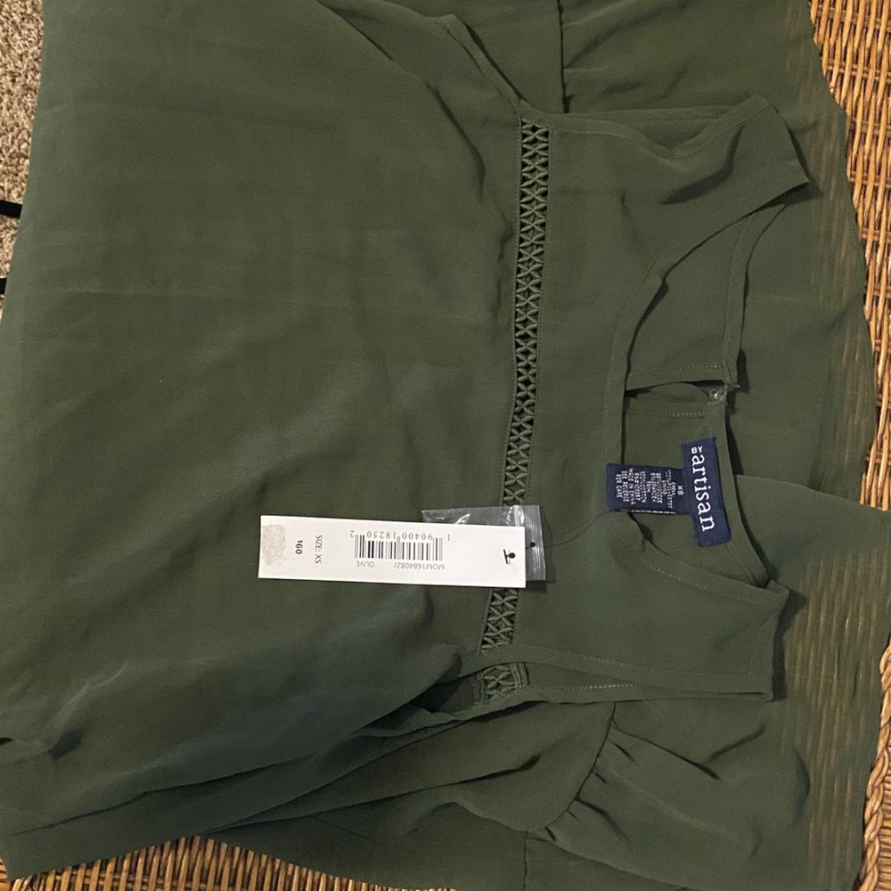 Olive Green Flowy Dress DONATING SOON!! - Picture 2 of 4
